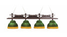 Лампа Император 4пл. клен (№3,бархат зеленый,бахрома желтая,фурнитура золото)