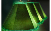 Лампа Классика 3 пл. металл (№3,бархат зеленый,бахрома желтая,фурнитура золото)