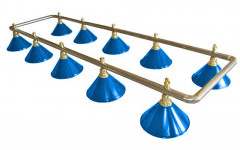 Лампа на десять плафонов "Blue Light" (серебристо-золотистая штанга, синий плафон D35см)